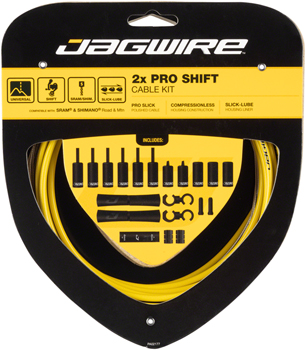 Jagwire Pro Shift Kit Road/Mountain SRAM/Shimano, Yellow EA Shift Cable and Housing Sets