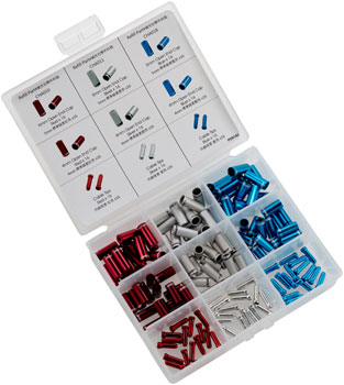 Jagwire Housing End Cap Combo Kit Red / Silver / Blue Alloy EA Housing End Caps