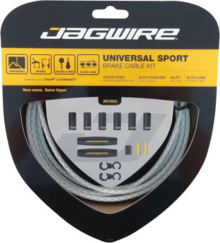 Jagwire Universal Sport Brake Cable Kit, Braided White EA Brake Cable and Housing Sets