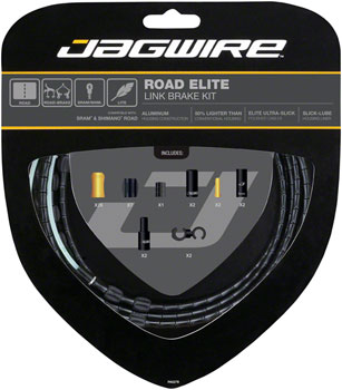 Jagwire Road Elite Link Brake Cable Kit SRAM/Shimano with Ultra-Slick Uncoated Cables, Black EA Brake Cable and Housing Sets