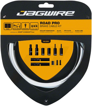 Jagwire Pro Brake Cable Kit Road SRAM/Shimano, White EA Brake Cable and Housing Sets