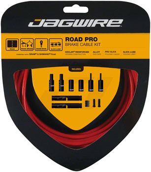 Jagwire Pro Brake Cable Kit Road SRAM/Shimano, Red EA Brake Cable and Housing Sets