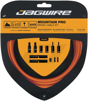 Jagwire Pro Brake Cable Kit Mountain SRAM/Shimano, Orange EA Brake Cable and Housing Sets