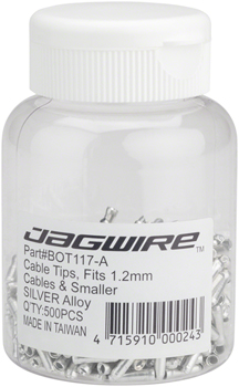 Jagwire 1.2mm Cable End Crimps Silver Bottle/500 Silver BOT Cable End Crimps