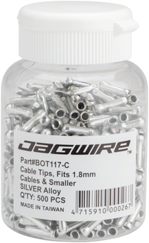 Jagwire 1.8mm Cable End Crimps SIlver Bottle/500 Silver BOT Cable End Crimps