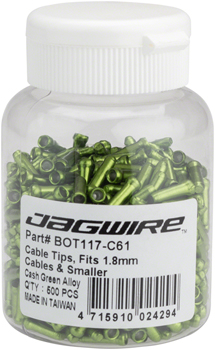 Jagwire 1.8mm Cable End Crimps Green Bottle/500 Green BOT Cable End Crimps