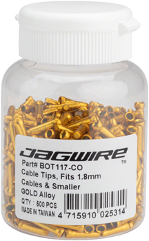 Jagwire 1.8mm Cable End Crimps Gold Bottle/500 Gold BOT Cable End Crimps