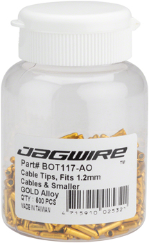 Jagwire 1.2mm Cable End Crimps Gold Bottle/500 Gold BOT Cable End Crimps