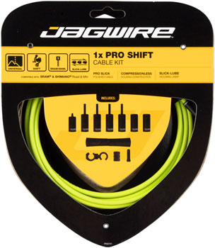 Jagwire 1x Pro Shift Kit Road/Mountain SRAM/Shimano, Organic Green Organic Green EA Shift Cable and Housing Sets