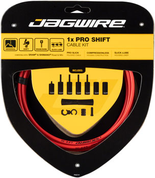 Jagwire 1x Pro Shift Kit Road/Mountain SRAM/Shimano, Red EA Shift Cable and Housing Sets