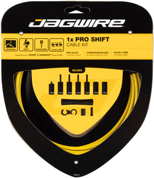Jagwire 1x Pro Shift Kit Road/Mountain SRAM/Shimano, Yellow EA Shift Cable and Housing Sets