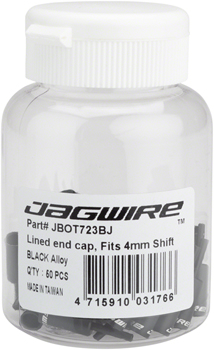 Jagwire 4mm Lined Alloy End Caps Bottle of 50, Black BOT Housing End Caps