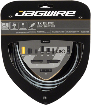 Jagwire 1x Elite Link Shift Cable Kit SRAM/Shimano with Polished Ultra-Slick Cable, Black EA Shift Cable and Housing Sets