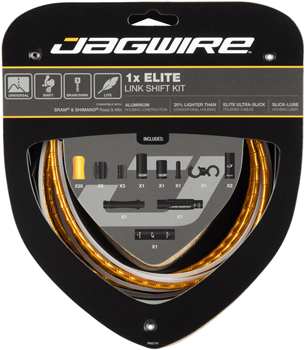 Jagwire 1x Elite Link Shift Cable Kit SRAM/Shimano with Polished Ultra-Slick Cable, Gold EA Shift Cable and Housing Sets