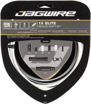 Jagwire 1x Elite Sealed Shift Cable Kit - SRAM/Shimano, Polished Ultra-Slick Cables, White EA Shift Cable and Housing Sets