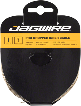 Jagwire Pro Dropper Inner Cable - 0.8 x 2000mm, Polished Stainless Steel EA Dropper Seatpost Part