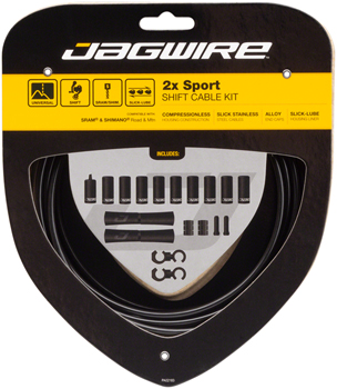 Jagwire 2x Sport Shift Cable Kit SRAM/Shimano, Black EA Shift Cable and Housing Sets