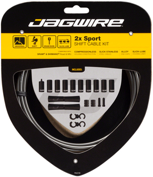 Jagwire 2x Sport Shift Cable Kit SRAM/Shimano, Ice Gray Ice Gray EA Shift Cable and Housing Sets