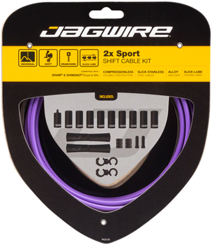 Jagwire 2x Sport Shift Cable Kit SRAM/Shimano, Purple EA Shift Cable and Housing Sets