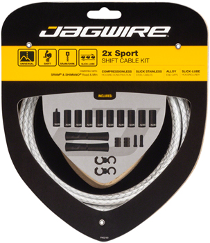 Jagwire 2x Sport Shift Cable Kit SRAM/Shimano, Braided White Braided White EA Shift Cable and Housing Sets