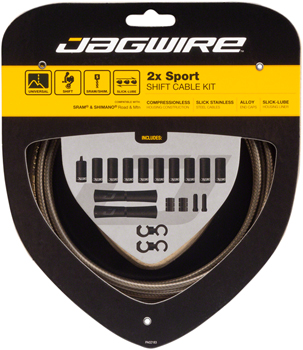 Jagwire 2x Sport Shift Cable Kit SRAM/Shimano, Carbon Silver Carbon Silver EA Shift Cable and Housing Sets