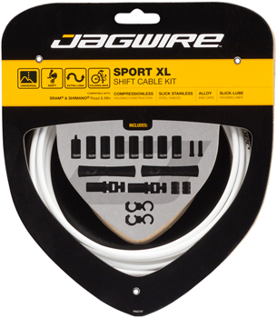Jagwire Sport XL Shift Cable Kit SRAM/Shimano, White EA Shift Cable and Housing Sets