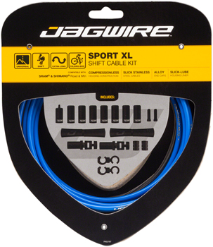 Jagwire Sport XL Shift Cable Kit SRAM/Shimano, Blue EA Shift Cable and Housing Sets