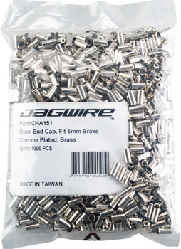 Jagwire 5mm Open Pre-Crimped End Caps Refill Bag of 1000, Chrome Plated Silver EA Housing End Caps