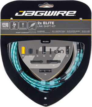 Jagwire 2x Elite Link Shift Cable Kit - SRAM/Shimano, Polished Ultra-Slick Cables, Ltd. Celeste EA Shift Cable and Housing Sets