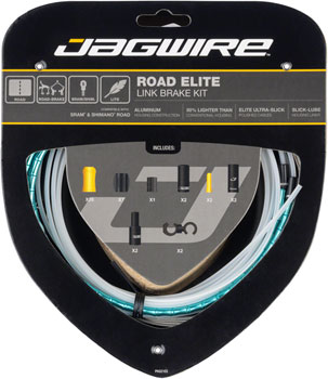 Jagwire Road Elite Link Brake Cable Kit - SRAM/Shimano, Ultra-Slick Uncoated Cables, Ltd. Celeste EA Brake Cable and Housing Sets