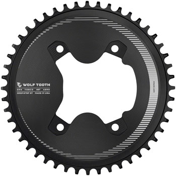 Wolf Tooth Aero 110 Asymmetric BCD Chainring - 46t, 110 Asymmetric BCD, 4-Bolt, Drop-Stop ST, For Shimano GRX 800 Series, Black EA Chainrings