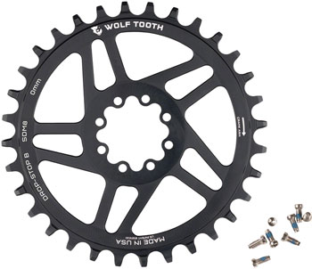 Wolf Tooth Direct Mount Chainring - 36t, SRAM Direct Mount, Drop-Stop B, For SRAM 8-Bolt Cranksets, 0mm Offset, Black EA Direct Mount Chainrings