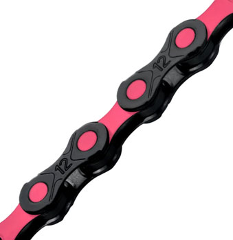 KMC DLC 12 Chain - 12-Speed, 126 Links, Black/Pink EA Chains