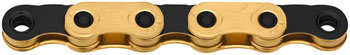 KMC X-Flat Waxed Chain - 12/13-Speed, 126 Links, Compatible with SRAM T-Type and AXS Systems, Ti Gold/Black EA Chains
