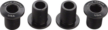 Wolf Tooth Set of Chainring Bolts for 104 x 30T Rings (10 mm long) 4-Pieces, Black SET Chainring Bolts