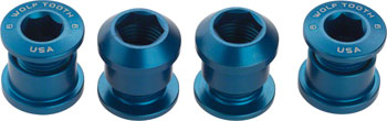 Wolf Tooth 1x Chainring Bolt Set - 6mm, Dual Hex Fittings, Set/4, Blue SET Chainring Bolts