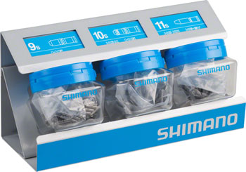 Shimano 9/10/11-Speed Chain Pin Counter Top Display, 300 pins, 100 of each type Silver EA Chain Links and Pins