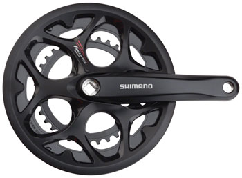 Shimano Tourney FC-A070 Crankset - 170mm, 7/8-Speed, 50/34t, Riveted, Square Taper JIS Spindle Interface, Black, With Chainguard Black EA Crankset