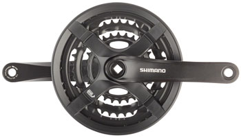 Shimano Tourney FC-TY501 Crankset - 170mm, 6/7/8-Speed, 42/34/24t, Riveted, Square Taper JIS Spindle Interface, Black SET Crankset