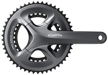 Shimano Claris FC-R2000 Crankset - 165mm, 8-Speed, 50/34t, 110 BCD, Hollowtech II Spindle Interface, Black EA Crankset
