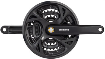 Shimano Acera FC-M371-L Crankset - 175mm, 9-Speed, 48/36/26t, Riveted, Square Taper JIS Spindle Interface, Black SET Crankset