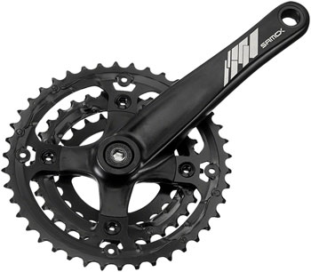 SAMOX AF26 Crankset - 170mm, 10-Speed, 44/32/22t, 104/64 BCD, JIS Square Taper Spindle Interface, Spindle Bolts Sold Separate, Black SET Crankset