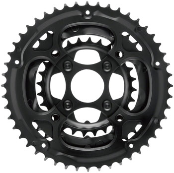 SAMOX 338ASS Chainring Set - 48/36/28t, 104/Riveted BCD, Aluminum Outer Ring, Steel Middle/Inner Ring, Black SET Chainrings