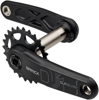 SAMOX Silver DJ-1 Crankset - 155mm, 3-Bolt Direct Mount 25t Chainring, 24mm Chromoly Spindle, Black EA Crankset