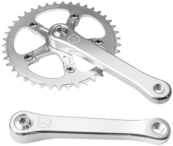 Velo Orange 1-Speed Crankset - 170mm, 42t, Square Taper JIS Spindle Interface, Polished Aluminum Silver EA Crankset