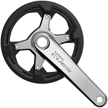 Shimano CUES FC-U6030-1 Crankset - 170mm, 9/10/11-Speed, 40t with Chainguard, Asymmetric 110 BCD, Silver EA Crankset
