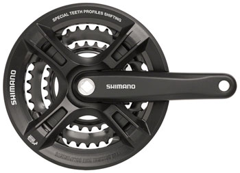 Shimano Altus FC-M311 Crankset - 170mm, 7/8-Speed, 42/32/22t, Riveted, Square Taper JIS Spindle Interface, Black, With Chainguard Black EA Crankset