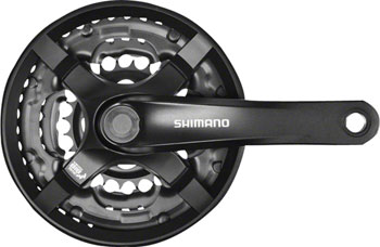 Shimano Tourney FC-TY501 Crankset - 170mm, 6/7/8-Speed, 48/38/28t, Riveted, Square Taper JIS Spindle Interface, Black EA Crankset