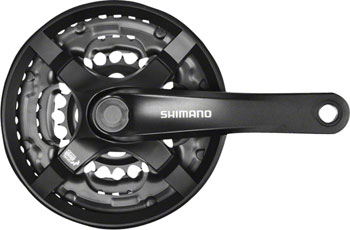 Shimano Tourney FC-TY501 Crankset - 175mm, 6/7/8-Speed, 42/34/24t, Riveted, Square Taper JIS Spindle Interface, Black EA Crankset