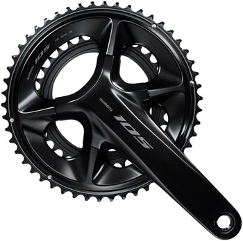 Shimano 105 FC-R7100 Crankset - 160mm, 12-Speed, 50/34t, 110 Asymmetric BCD, Hollowtech II Spindle Interface, Black EA Crankset